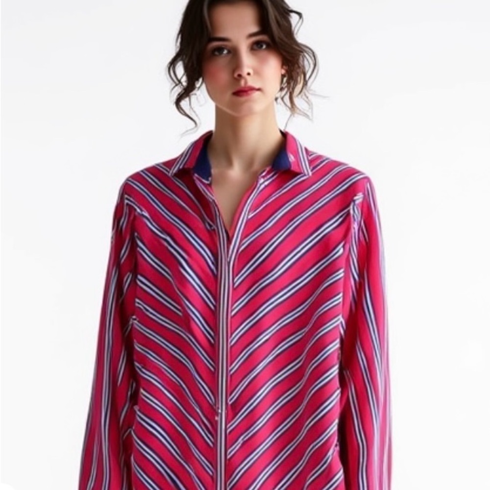 Chico Striped Women's Top no-iron chic stretch Size 4 (XXL)